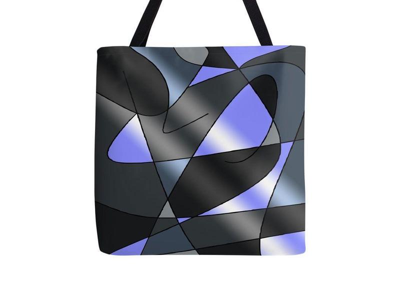 Tote Bags-ABSTRACT CURVES #2 Tote Bags-Grays &amp; Light Blues-from COLORADDICTED.COM-