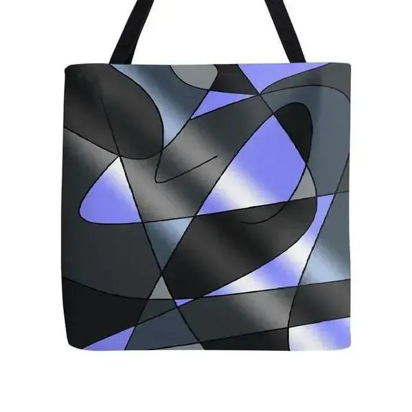 Tote Bags-ABSTRACT CURVES #2 Tote Bags-Grays & Light Blues-from COLORADDICTED.COM-