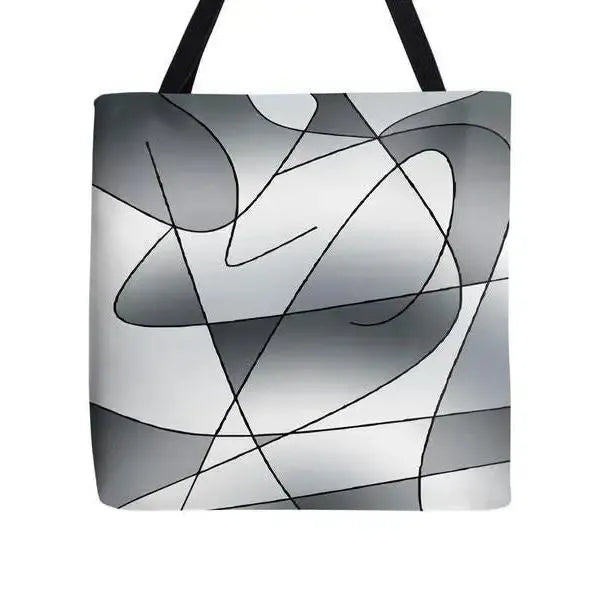 Tote Bags-ABSTRACT CURVES #2 Tote Bags-Grays-from COLORADDICTED.COM-