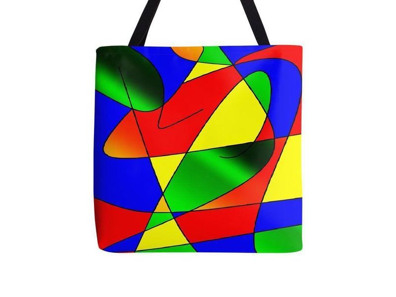 Tote Bags-ABSTRACT CURVES #2 Tote Bags-Multicolor Bright-from COLORADDICTED.COM-
