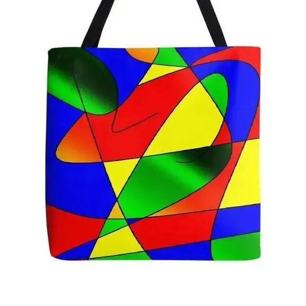 Tote Bags-ABSTRACT CURVES #2 Tote Bags-Multicolor Bright-from COLORADDICTED.COM-