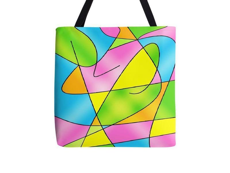 Tote Bags-ABSTRACT CURVES #2 Tote Bags-Multicolor Light-from COLORADDICTED.COM-