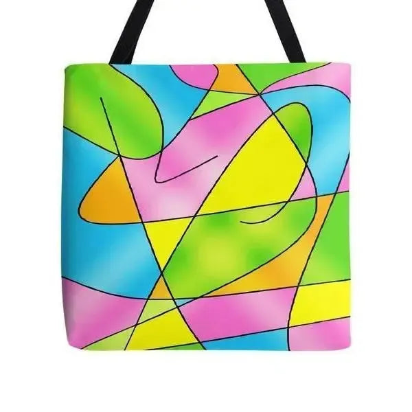 Tote Bags-ABSTRACT CURVES #2 Tote Bags-Multicolor Light-from COLORADDICTED.COM-