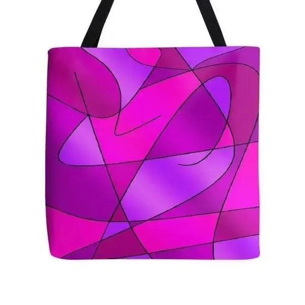 Tote Bags-ABSTRACT CURVES #2 Tote Bags-Purples & Violets & Fuchsias & Magentas-from COLORADDICTED.COM-