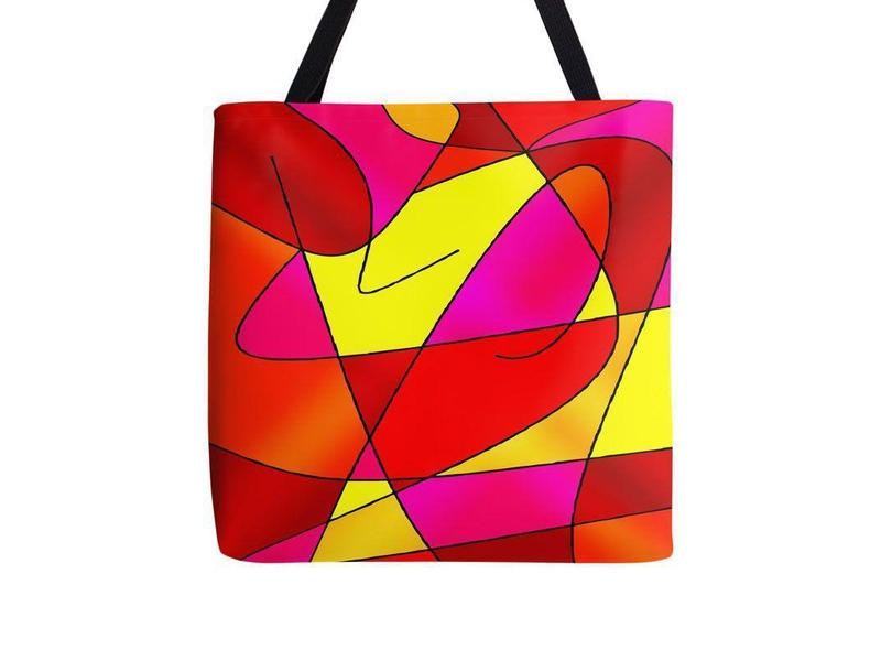 Tote Bags-ABSTRACT CURVES #2 Tote Bags-Reds &amp; Oranges &amp; Yellows &amp; Fuchsias-from COLORADDICTED.COM-
