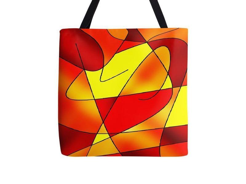 Tote Bags-ABSTRACT CURVES #2 Tote Bags-Reds &amp; Oranges &amp; Yellows-from COLORADDICTED.COM-