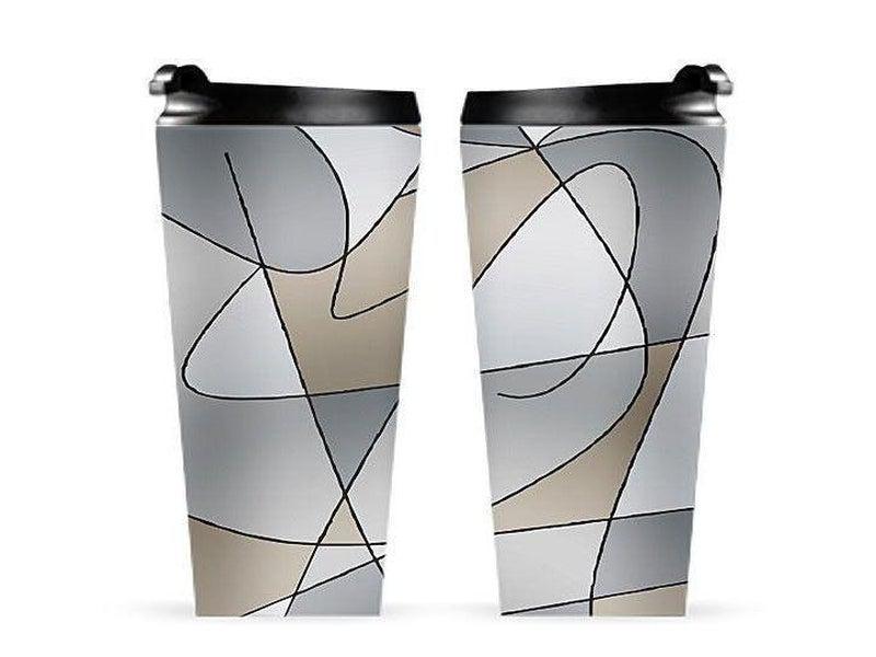 Travel Mugs-ABSTRACT CURVES #2 Travel Mugs-Grays &amp; Beiges-from COLORADDICTED.COM-