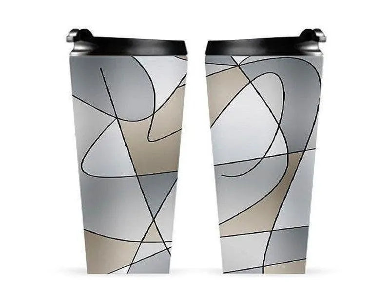 Travel Mugs-ABSTRACT CURVES #2 Travel Mugs-Grays & Beiges-from COLORADDICTED.COM-