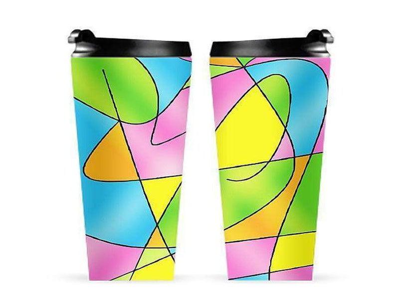Travel Mugs-ABSTRACT CURVES #2 Travel Mugs-Multicolor Light-from COLORADDICTED.COM-