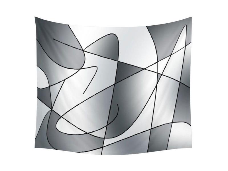 Wall Tapestries-ABSTRACT CURVES #2 Wall Tapestries-Grays-from COLORADDICTED.COM-
