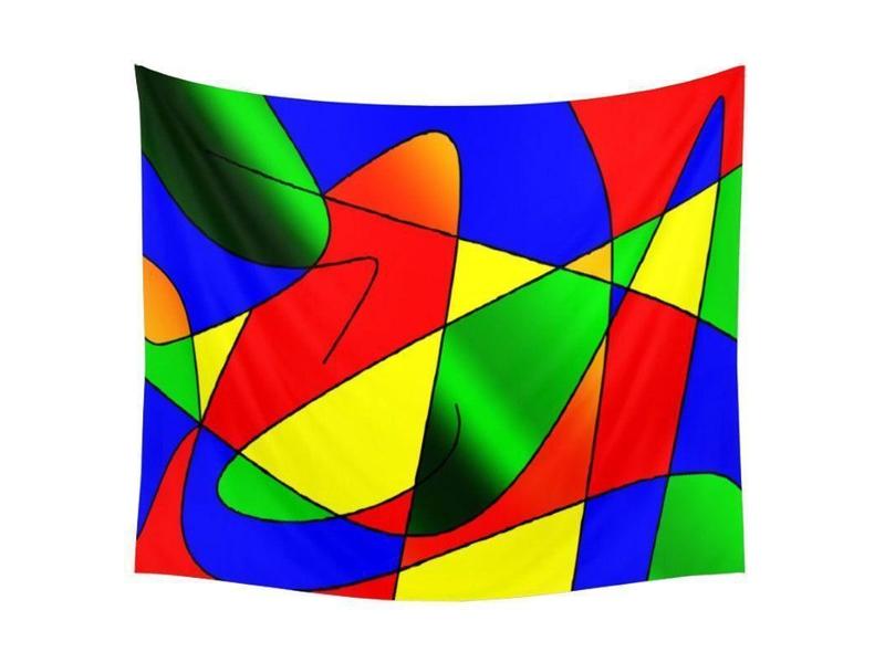 Wall Tapestries-ABSTRACT CURVES #2 Wall Tapestries-Multicolor Bright-from COLORADDICTED.COM-