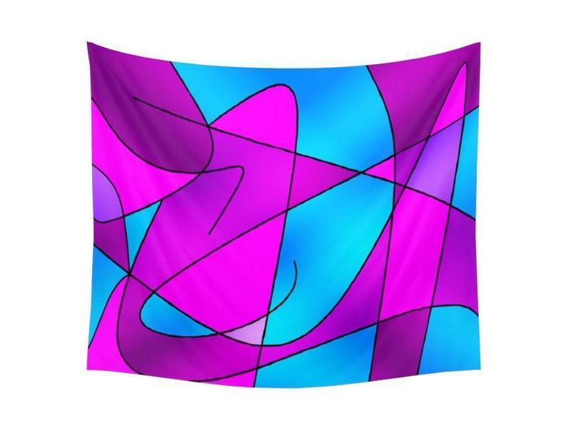 Wall Tapestries-ABSTRACT CURVES #2 Wall Tapestries-Purples &amp; Violets &amp; Fuchsias &amp; Turquoises-from COLORADDICTED.COM-