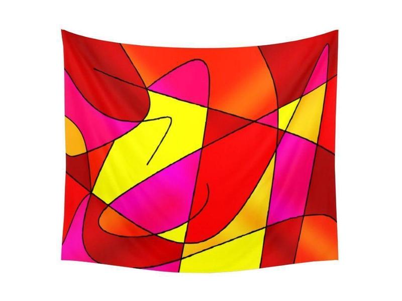 Wall Tapestries-ABSTRACT CURVES #2 Wall Tapestries-Reds &amp; Oranges &amp; Yellows &amp; Fuchsias-from COLORADDICTED.COM-