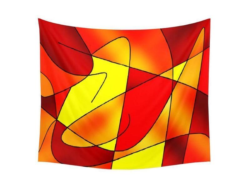 Wall Tapestries-ABSTRACT CURVES #2 Wall Tapestries-Reds &amp; Oranges &amp; Yellows-from COLORADDICTED.COM-