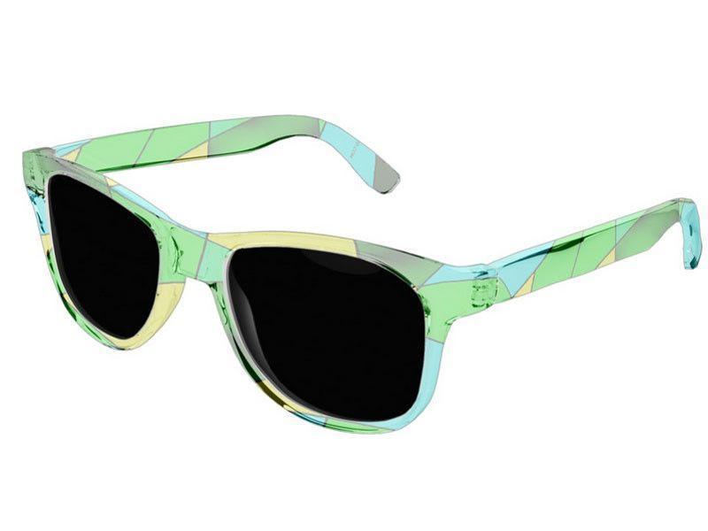 Wayfarer Sunglasses-ABSTRACT CURVES #2 Wayfarer Sunglasses (transparent background)-Greens, Yellows &amp; Light Blues-from COLORADDICTED.COM-