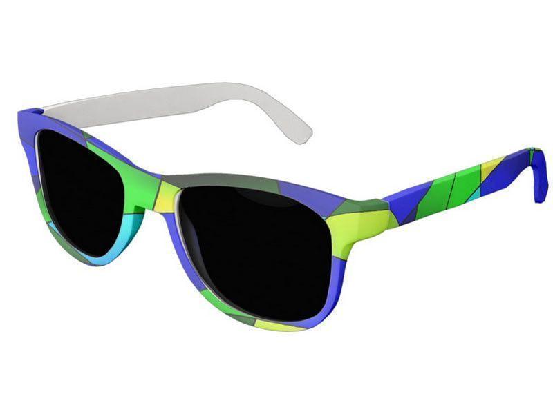 Wayfarer Sunglasses-ABSTRACT CURVES #2 Wayfarer Sunglasses (white background)-Blues &amp; Greens-from COLORADDICTED.COM-