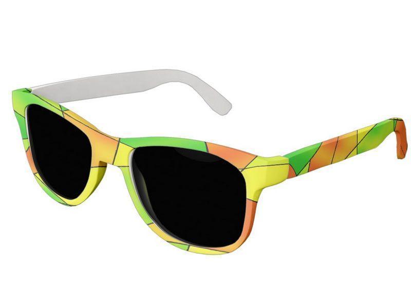 Wayfarer Sunglasses-ABSTRACT CURVES #2 Wayfarer Sunglasses (white background)-Greens, Oranges &amp; Yellows-from COLORADDICTED.COM-