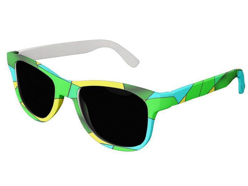 Wayfarer Sunglasses-ABSTRACT CURVES #2 Wayfarer Sunglasses (white background)-Greens, Yellows &amp; Light Blues-from COLORADDICTED.COM-