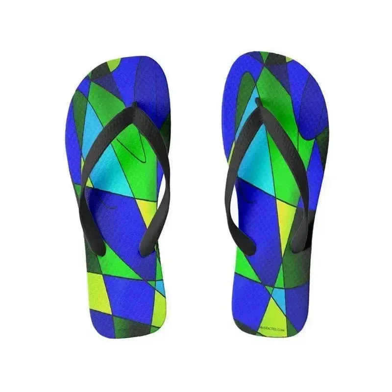 Flip Flops-ABSTRACT CURVES #2 Wide-Strap Flip Flops-Multicolor Light-from COLORADDICTED.COM-