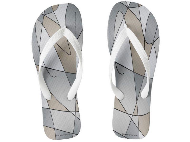 Flip Flops-ABSTRACT CURVES #2 Wide-Strap Flip Flops-Grays &amp; Beiges-from COLORADDICTED.COM-