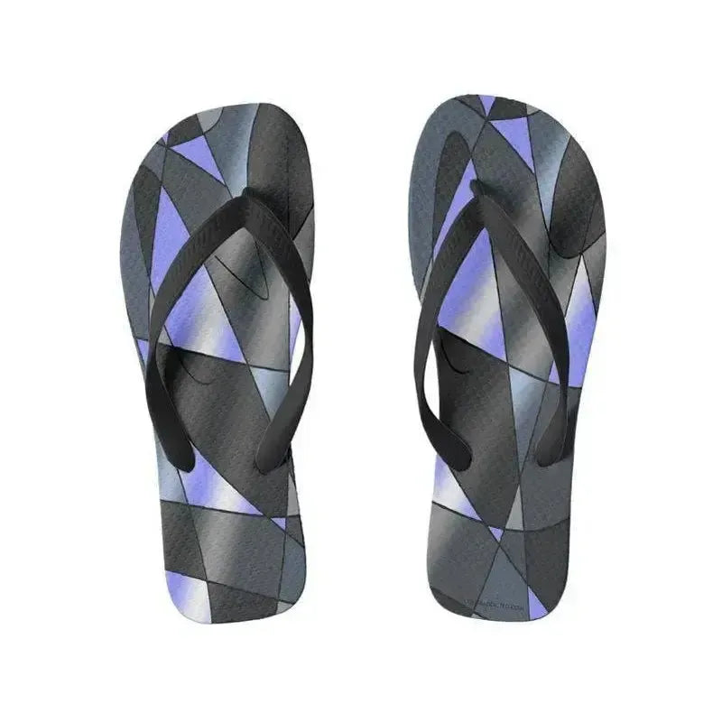 Flip Flops-ABSTRACT CURVES #2 Wide-Strap Flip Flops-Grays & Light Blues-from COLORADDICTED.COM-