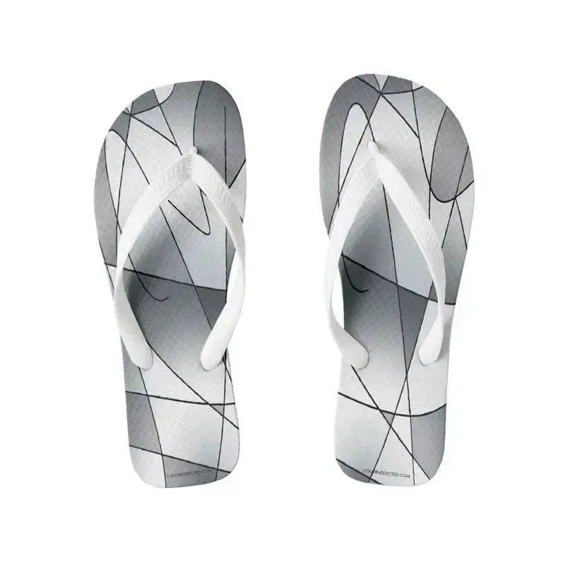 Flip Flops-ABSTRACT CURVES #2 Wide-Strap Flip Flops-Grays-from COLORADDICTED.COM-