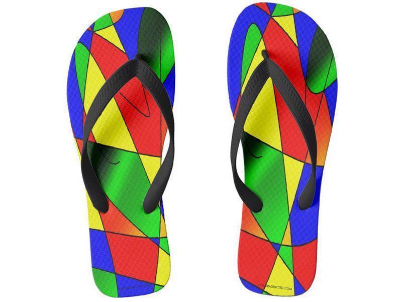 Flip Flops-ABSTRACT CURVES #2 Wide-Strap Flip Flops-Multicolor Bright-from COLORADDICTED.COM-