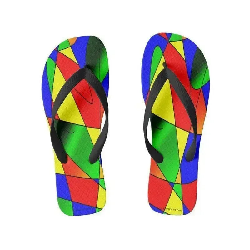 Flip Flops-ABSTRACT CURVES #2 Wide-Strap Flip Flops-Multicolor Bright-from COLORADDICTED.COM-