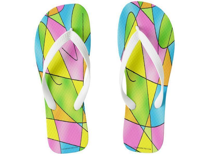 Flip Flops-ABSTRACT CURVES #2 Wide-Strap Flip Flops-Multicolor Light-from COLORADDICTED.COM-
