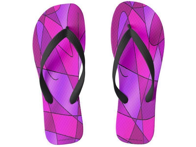 Flip Flops-ABSTRACT CURVES #2 Wide-Strap Flip Flops-Purples &amp; Violets &amp; Fuchsias &amp; Magentas-from COLORADDICTED.COM-
