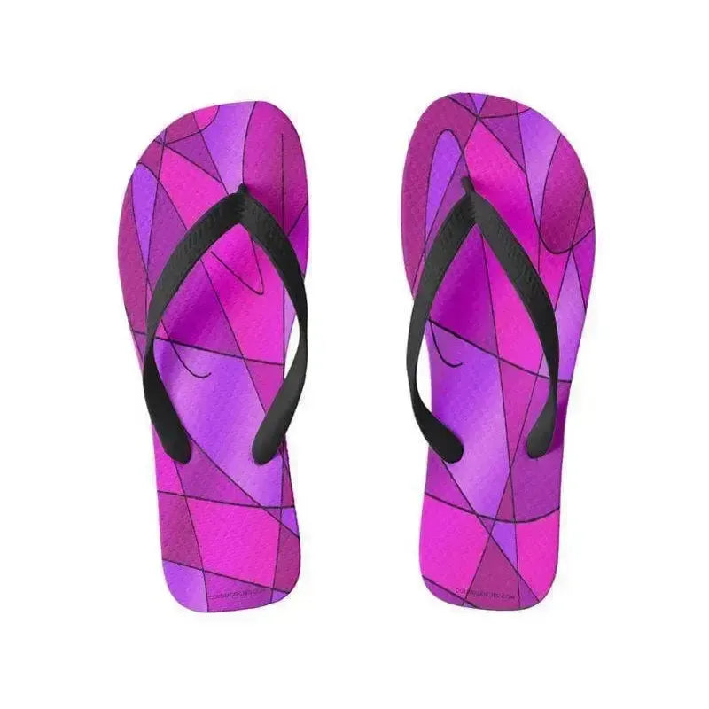 Flip Flops-ABSTRACT CURVES #2 Wide-Strap Flip Flops-Purples & Violets & Fuchsias & Magentas-from COLORADDICTED.COM-