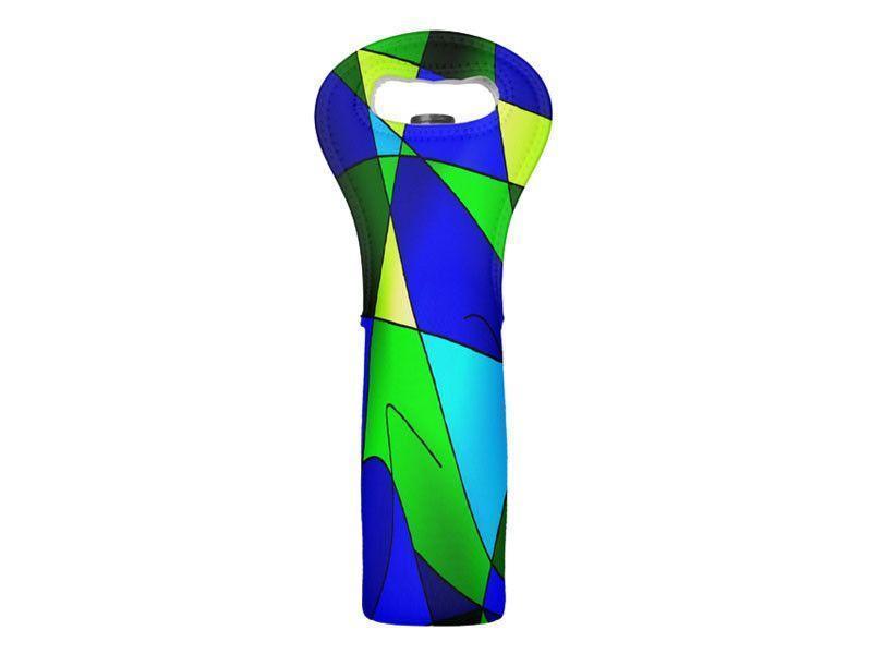 Wine Totes-ABSTRACT CURVES #2 Wine Totes-Blues &amp; Greens-from COLORADDICTED.COM-