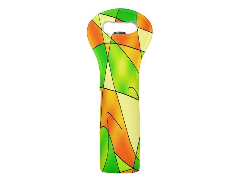 Wine Totes-ABSTRACT CURVES #2 Wine Totes-Greens &amp; Oranges &amp; Yellows-from COLORADDICTED.COM-