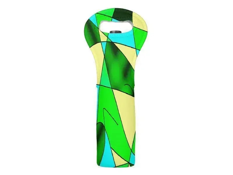 Wine Totes-ABSTRACT CURVES #2 Wine Totes-Greens & Yellows & Light Blues-from COLORADDICTED.COM-