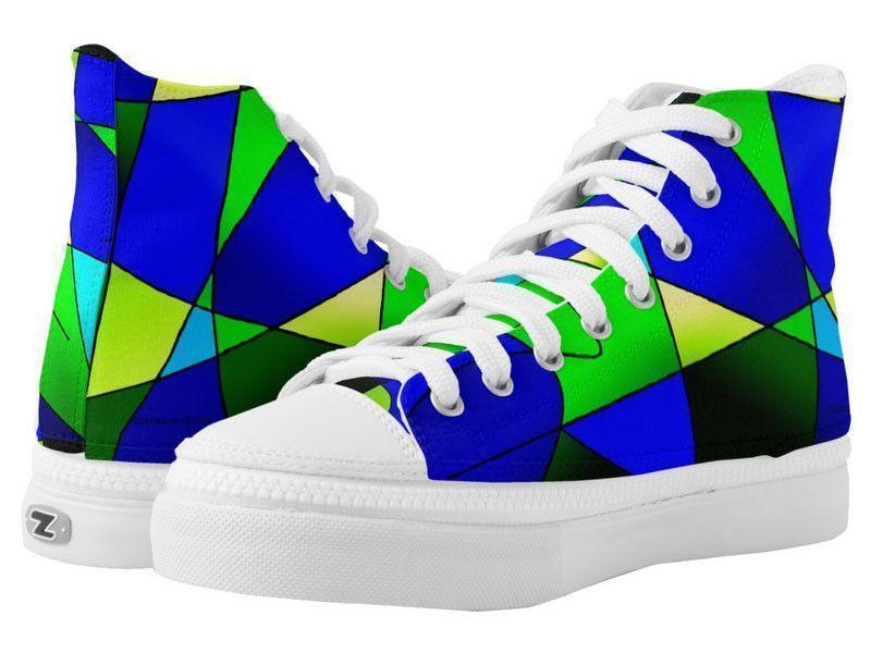 ZipZ High-Top Sneakers-ABSTRACT CURVES #2 ZipZ High-Top Sneakers-Blues &amp; Greens-from COLORADDICTED.COM-