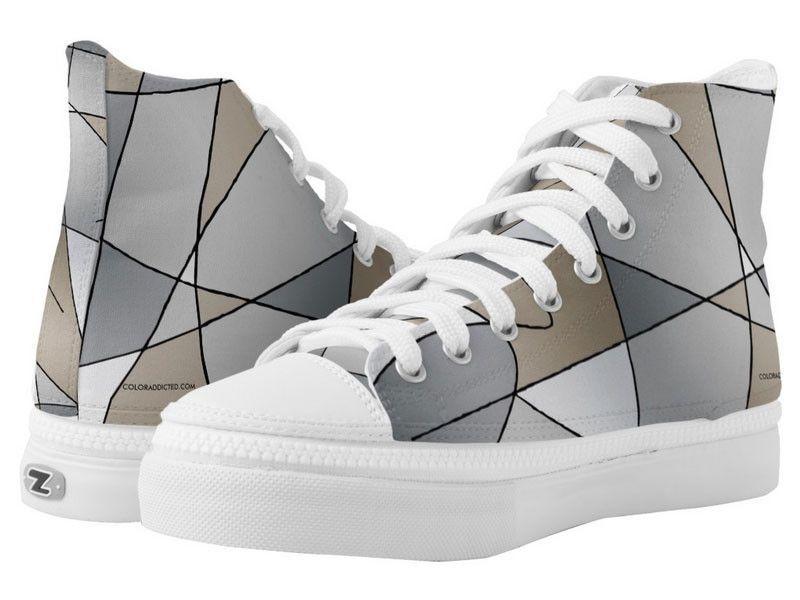 ZipZ High-Top Sneakers-ABSTRACT CURVES #2 ZipZ High-Top Sneakers-Grays &amp; Beiges-from COLORADDICTED.COM-