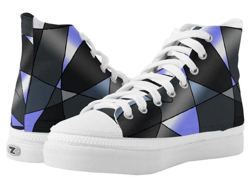 ZipZ High-Top Sneakers-ABSTRACT CURVES #2 ZipZ High-Top Sneakers-Grays &amp; Light Blues-from COLORADDICTED.COM-