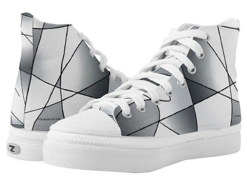 ZipZ High-Top Sneakers-ABSTRACT CURVES #2 ZipZ High-Top Sneakers-Grays-from COLORADDICTED.COM-