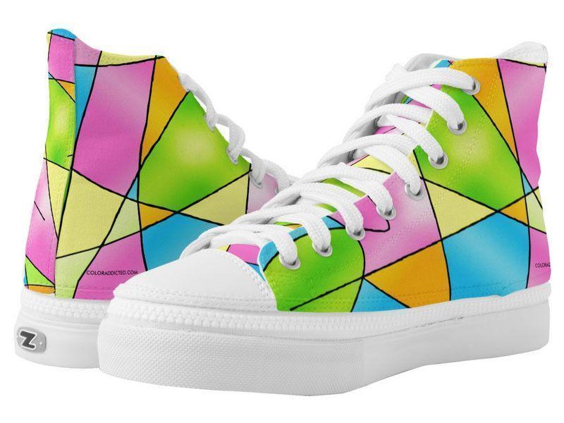 ZipZ High-Top Sneakers-ABSTRACT CURVES #2 ZipZ High-Top Sneakers-Multicolor Light-from COLORADDICTED.COM-