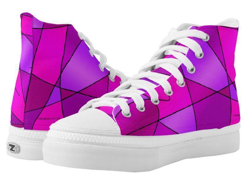 ZipZ High-Top Sneakers-ABSTRACT CURVES #2 ZipZ High-Top Sneakers-Purples &amp; Violets &amp; Fuchsias &amp; Magentas-from COLORADDICTED.COM-