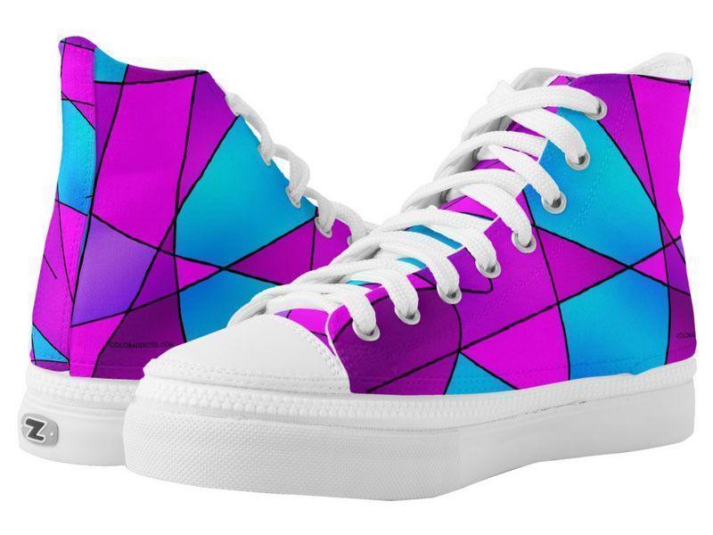 ZipZ High-Top Sneakers-ABSTRACT CURVES #2 ZipZ High-Top Sneakers-Purples &amp; Violets &amp; Fuchsias &amp; Turquoises-from COLORADDICTED.COM-