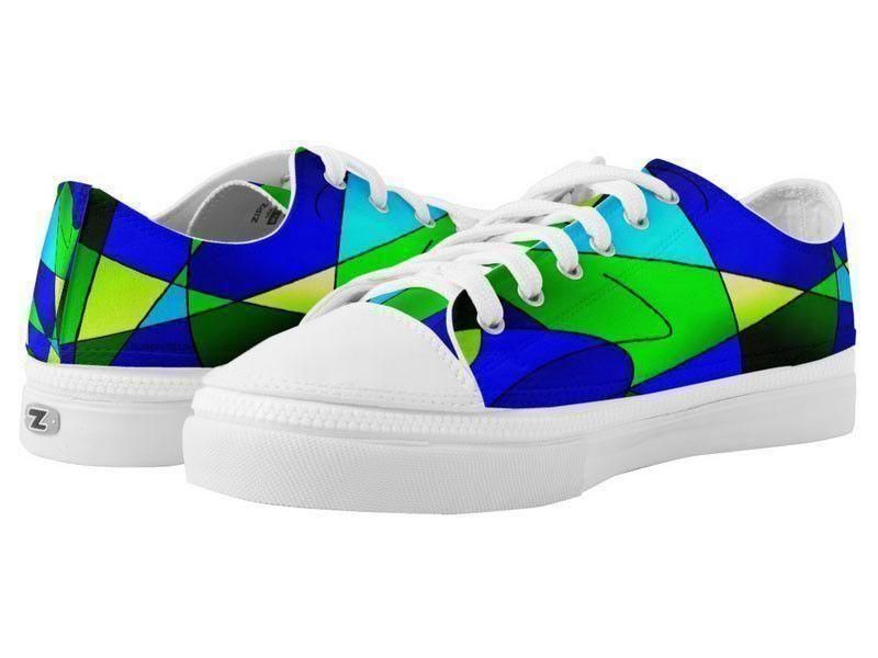 ZipZ Low-Top Sneakers-ABSTRACT CURVES #2 ZipZ Low-Top Sneakers-Blues &amp; Greens-from COLORADDICTED.COM-