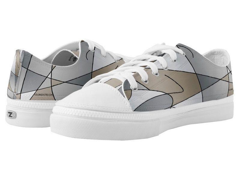ZipZ Low-Top Sneakers-ABSTRACT CURVES #2 ZipZ Low-Top Sneakers-Grays &amp; Beiges-from COLORADDICTED.COM-