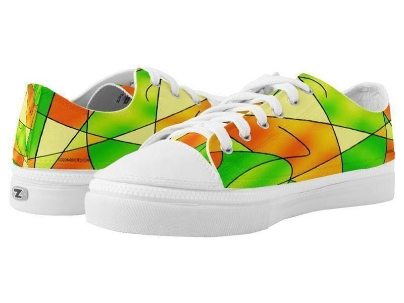 ZipZ Low-Top Sneakers-ABSTRACT CURVES #2 ZipZ Low-Top Sneakers-Greens &amp; Oranges &amp; Yellows-from COLORADDICTED.COM-