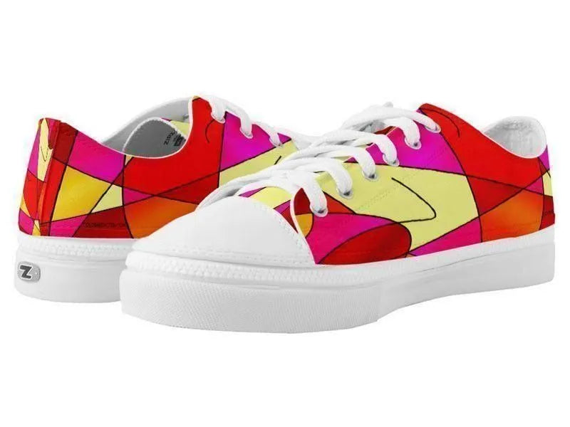 ZipZ Low-Top Sneakers-ABSTRACT CURVES #2 ZipZ Low-Top Sneakers-Reds &amp; Oranges &amp; Yellows &amp; Fuchsias-from COLORADDICTED.COM-