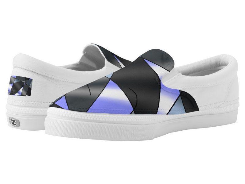 ZipZ Slip-On Sneakers-ABSTRACT CURVES #2 ZipZ Slip-On Sneakers-Grays &amp; Light Blues-from COLORADDICTED.COM-