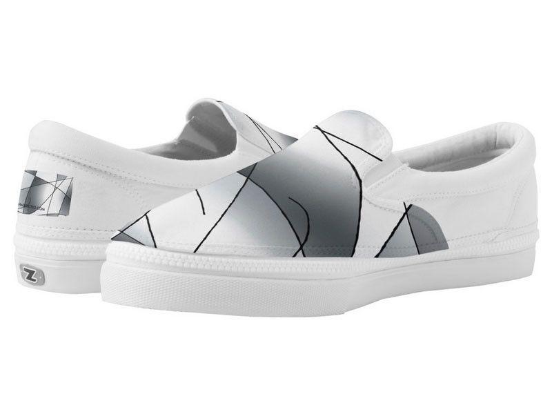 ZipZ Slip-On Sneakers-ABSTRACT CURVES #2 ZipZ Slip-On Sneakers-Grays-from COLORADDICTED.COM-