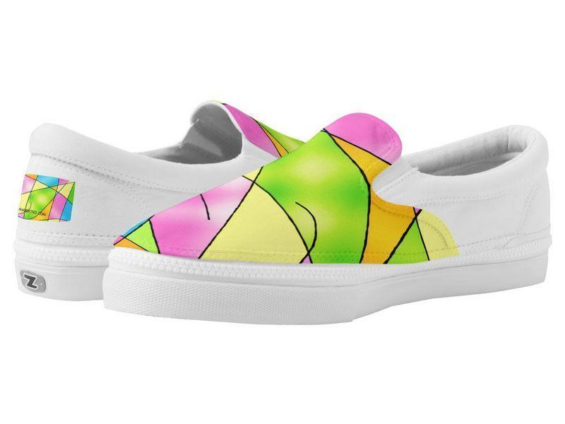 ZipZ Slip-On Sneakers-ABSTRACT CURVES #2 ZipZ Slip-On Sneakers-Multicolor Light-from COLORADDICTED.COM-