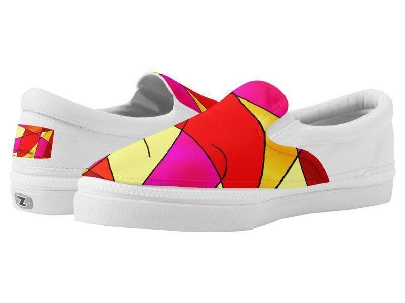 ZipZ Slip-On Sneakers-ABSTRACT CURVES #2 ZipZ Slip-On Sneakers-Reds &amp; Oranges &amp; Yellows &amp; Fuchsias-from COLORADDICTED.COM-