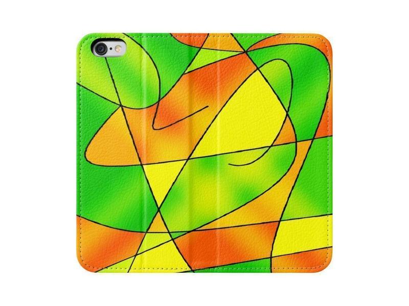 iPhone Wallets-ABSTRACT CURVES #2 iPhone Wallets-Greens &amp; Oranges &amp; Yellows-from COLORADDICTED.COM-